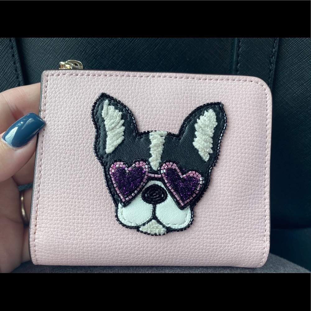 Light Pink Kate Spade dog mini wallet